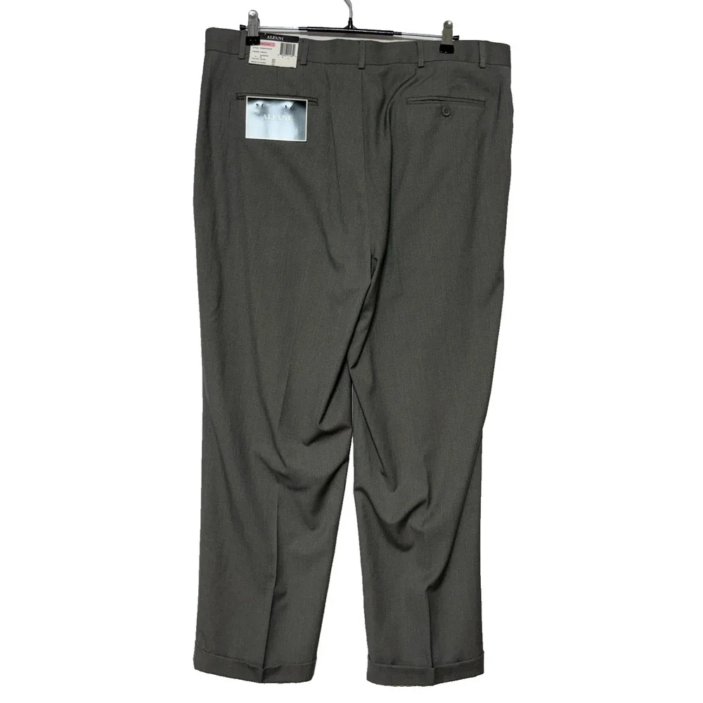Alfani Dress Pants Mens 40X30 Gray Pleated‎ Casual Office Career NWT